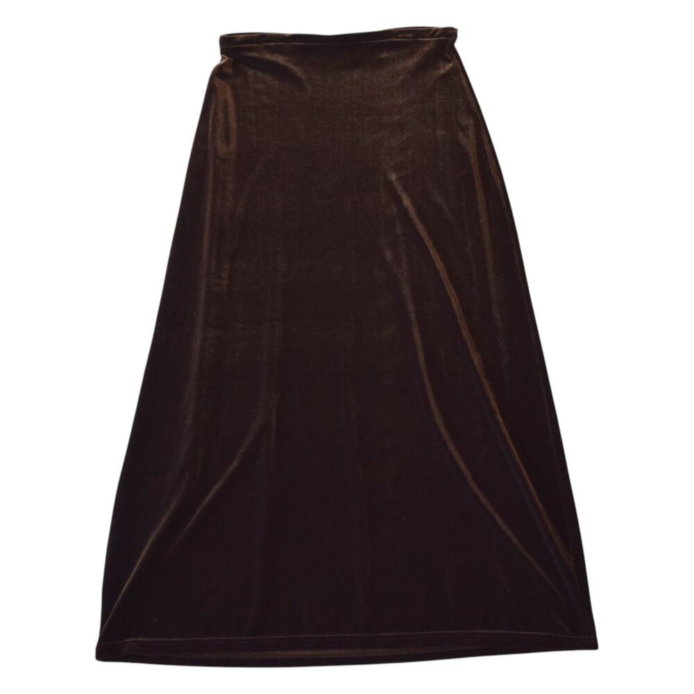Vintage Express Chocolate Brown Velvet Maxi Skirt Size Large
